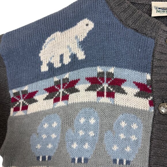 Northern Reflections Knit Cardigan Sweater XL Fair Isle Nordic Polar Bear Skater - Picture 8 of 12
